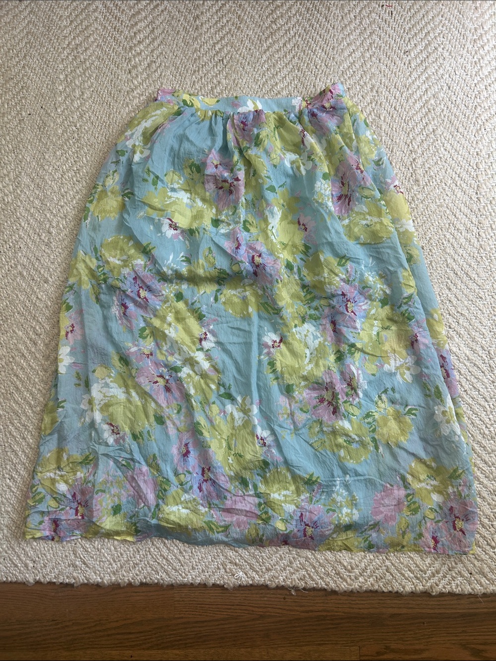 Calypso Floral Light Blue Midi Skirt Lined